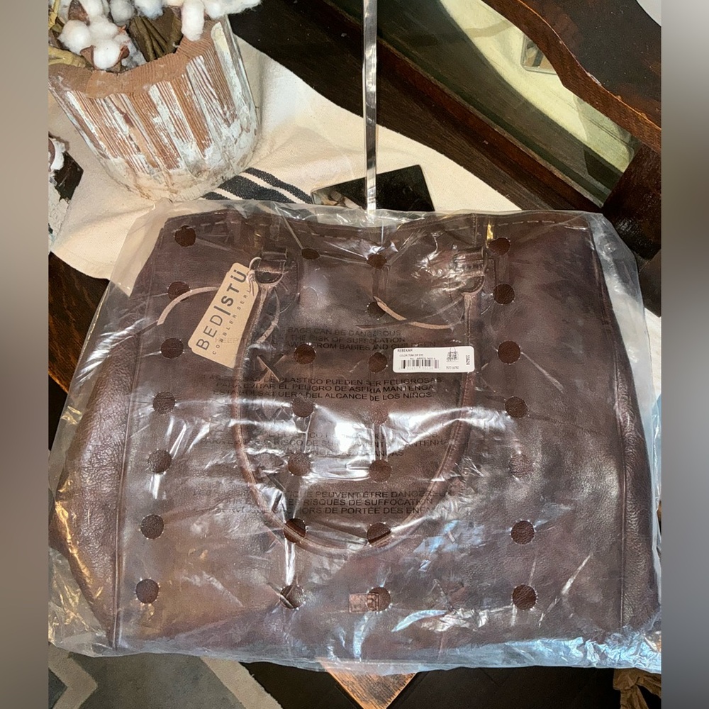 NWT Bed Stu Rebekah Shoulder Travel Weekend Bag XL Tote Teak Dip Dyed MSRP $520 - Picture 14 of 15